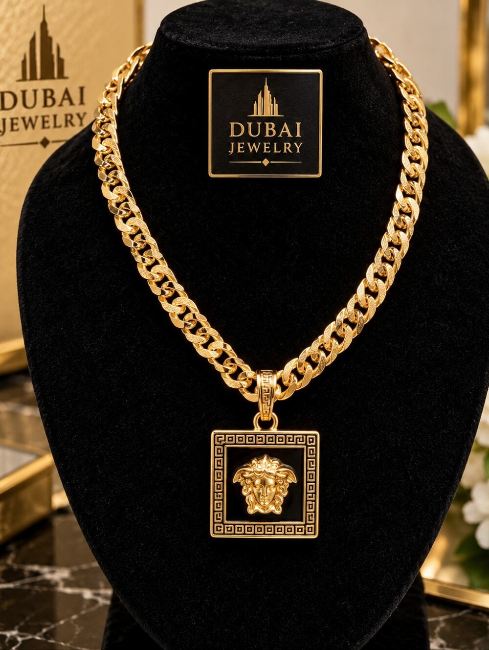 22kgp Dubai Jewelry Gold-Tone Medallion Pendant Necklace - Women Jewelry